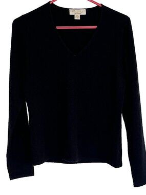 Mainbocher Pure Cashmere Sweater sz M V-Neck Quiet Luxury Old Money Minimalist